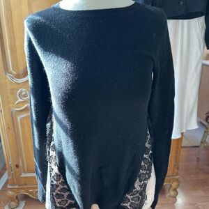 Black and Blush cashmere Sweater with Lace Accents from Autumn Cashmere